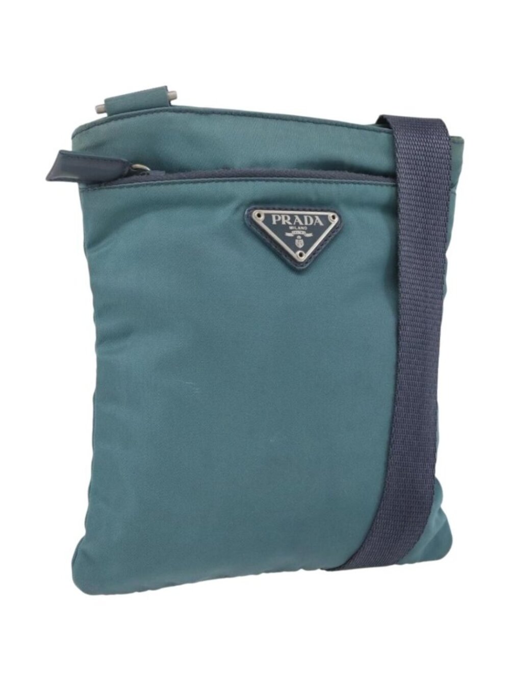 PRADA Shoulder Bag Nylon Blue Silver